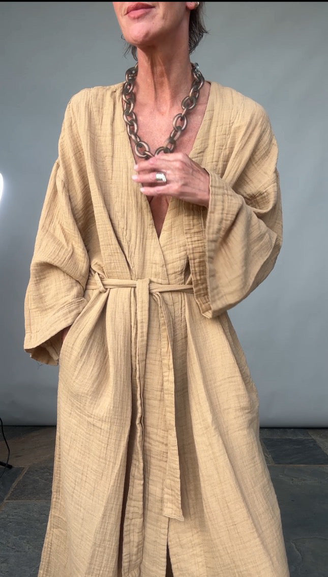 Loungewear - Beautiful kimono style lounge robe in cotton/ long