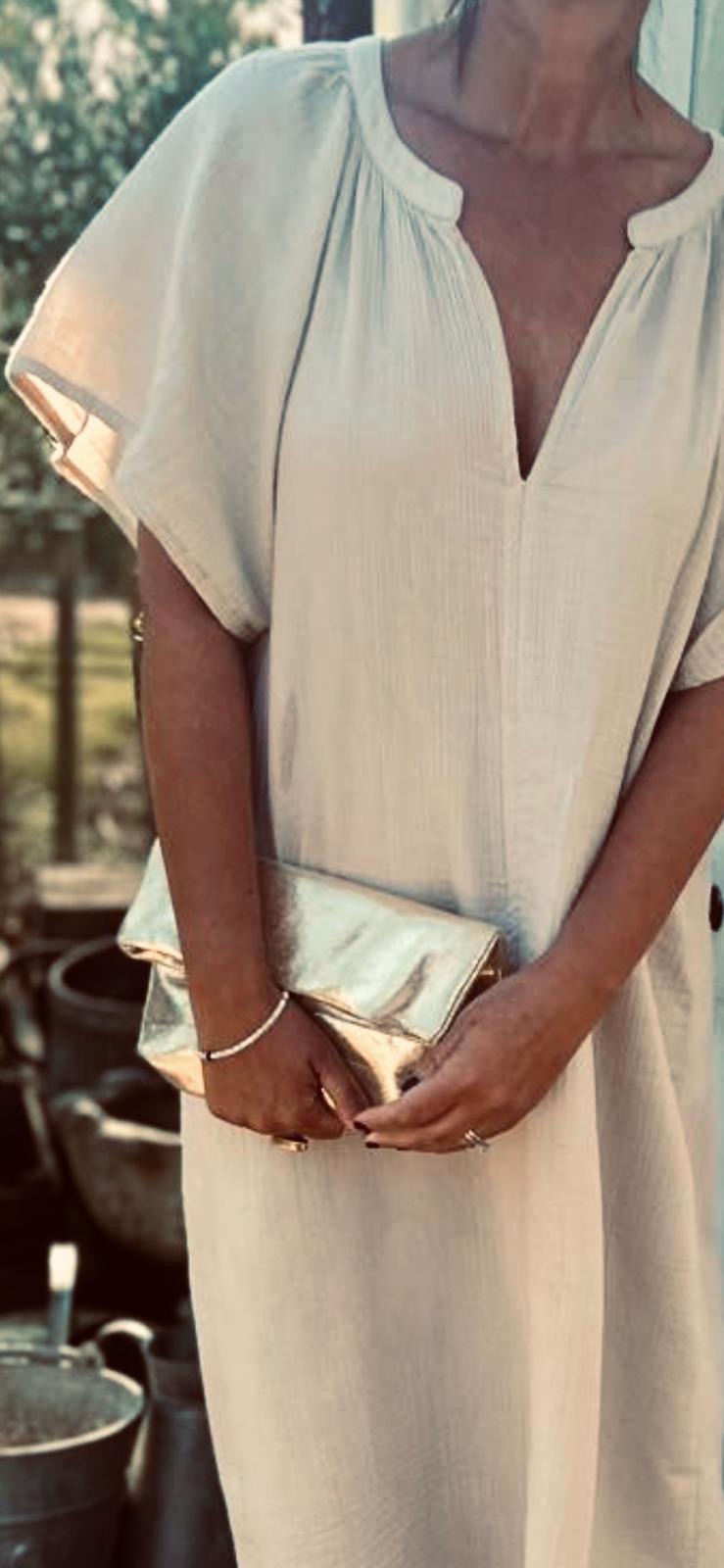 DNA - Beautiful soft leather slouchy clutch bag in gold.  Handmade in the UK.