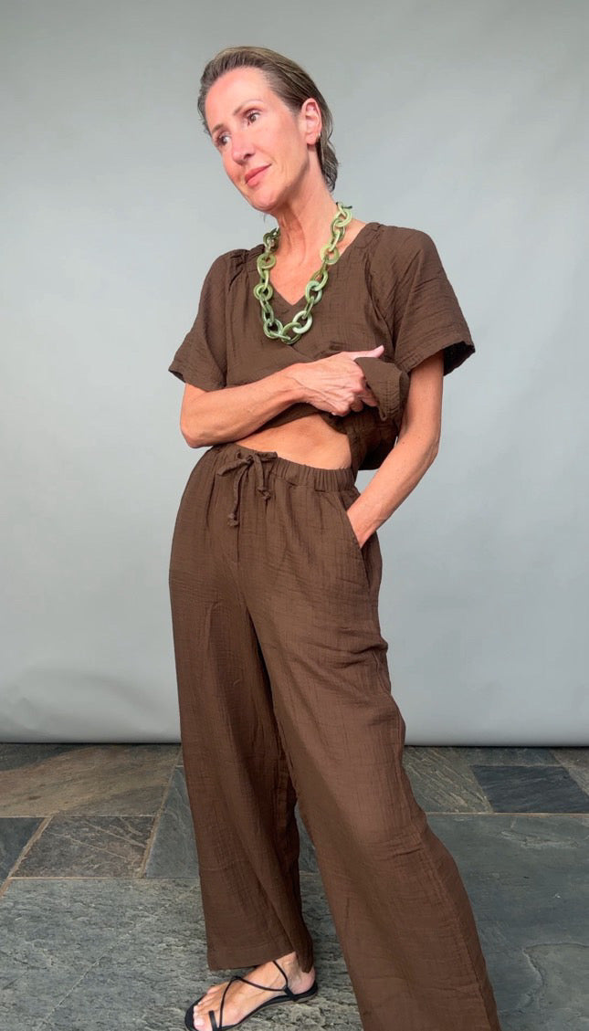 Loungewear  - cotton short sleeve top and long bottoms