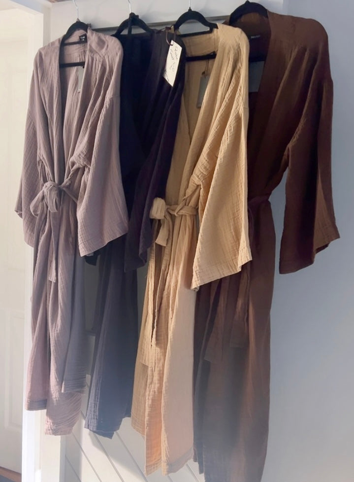 Loungewear - Beautiful kimono style lounge robe in cotton/ long
