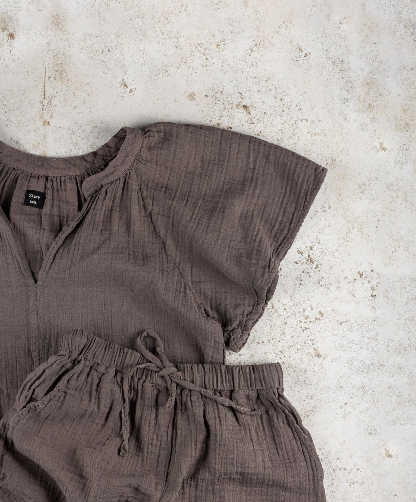 loungewear cotton short sleeve top and shorts