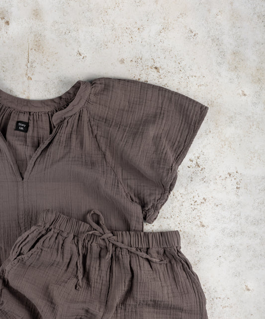 loungewear cotton short sleeve top and shorts