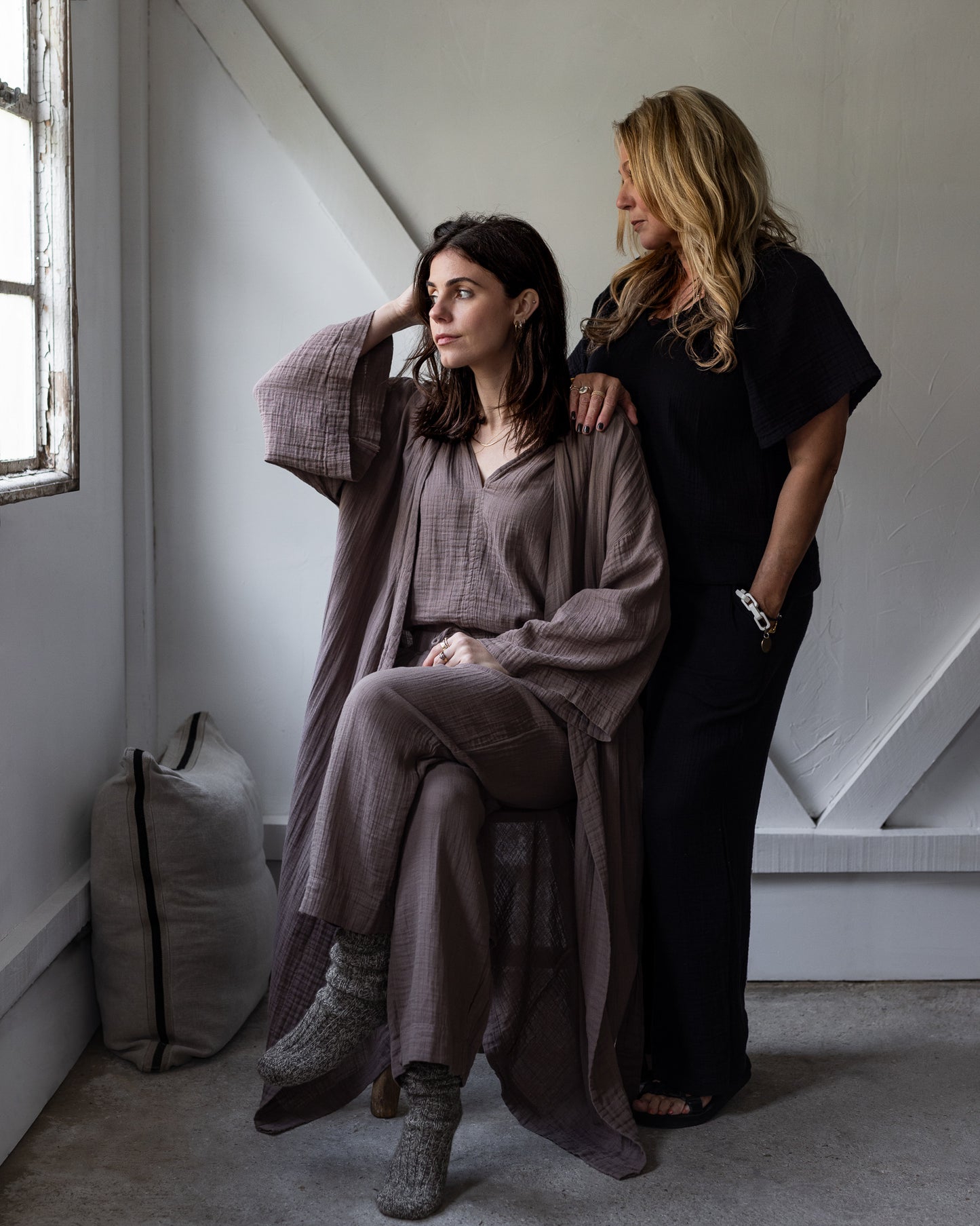 Loungewear - cotton short sleeve top and long bottoms