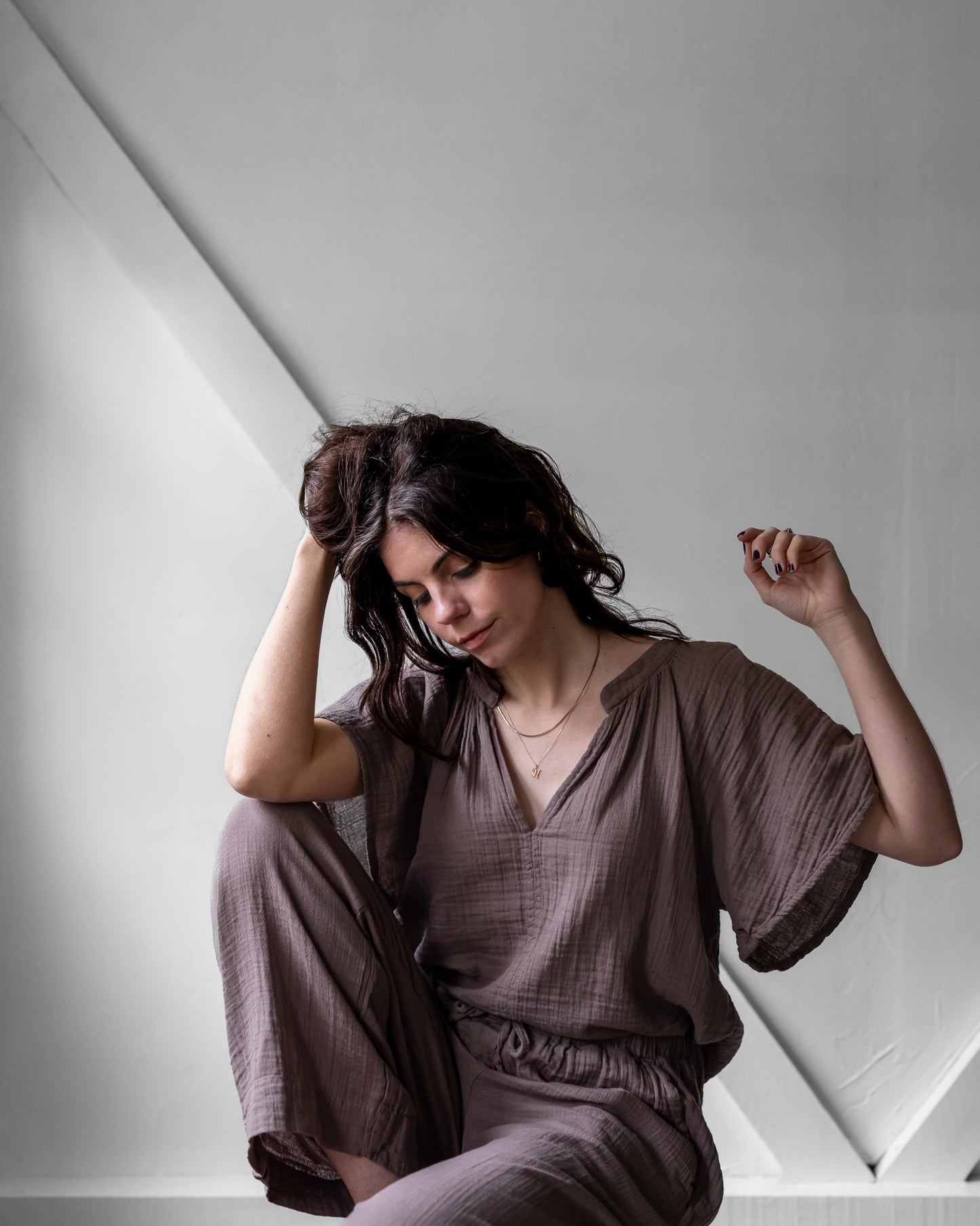 Loungewear - cotton short sleeve top and long bottoms