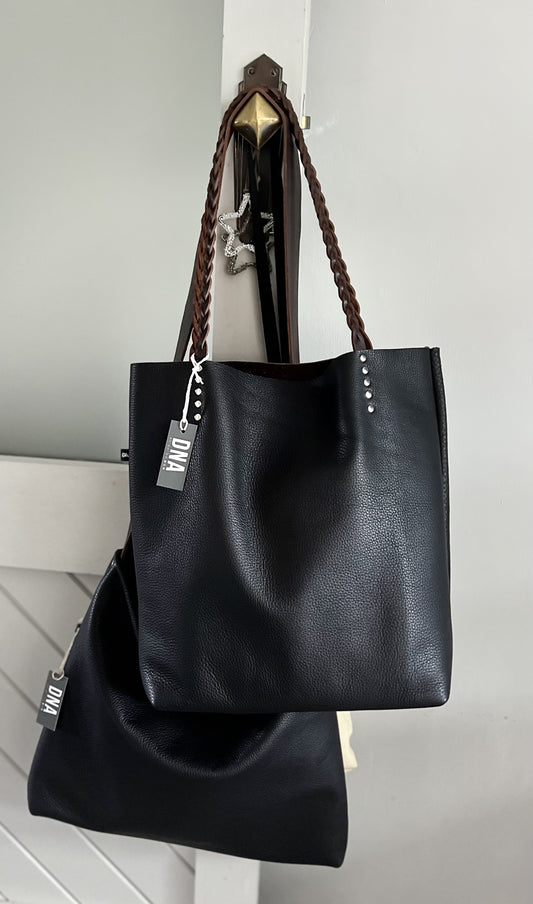 Leather tote chocolate brown