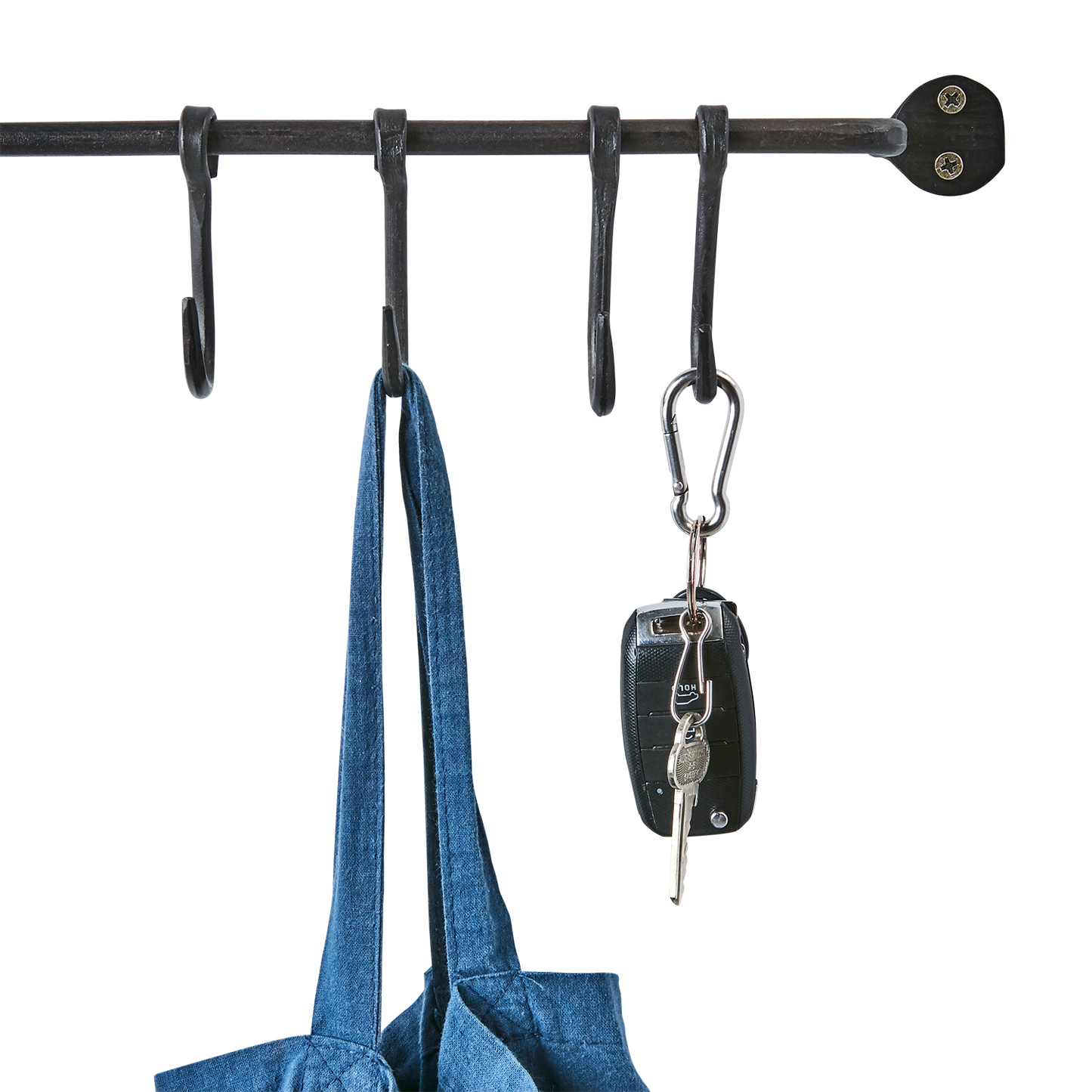 Iron hanging rail with cup hooks