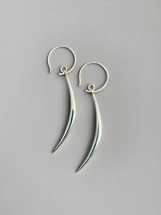 Tapered tusk earrings silver and gold