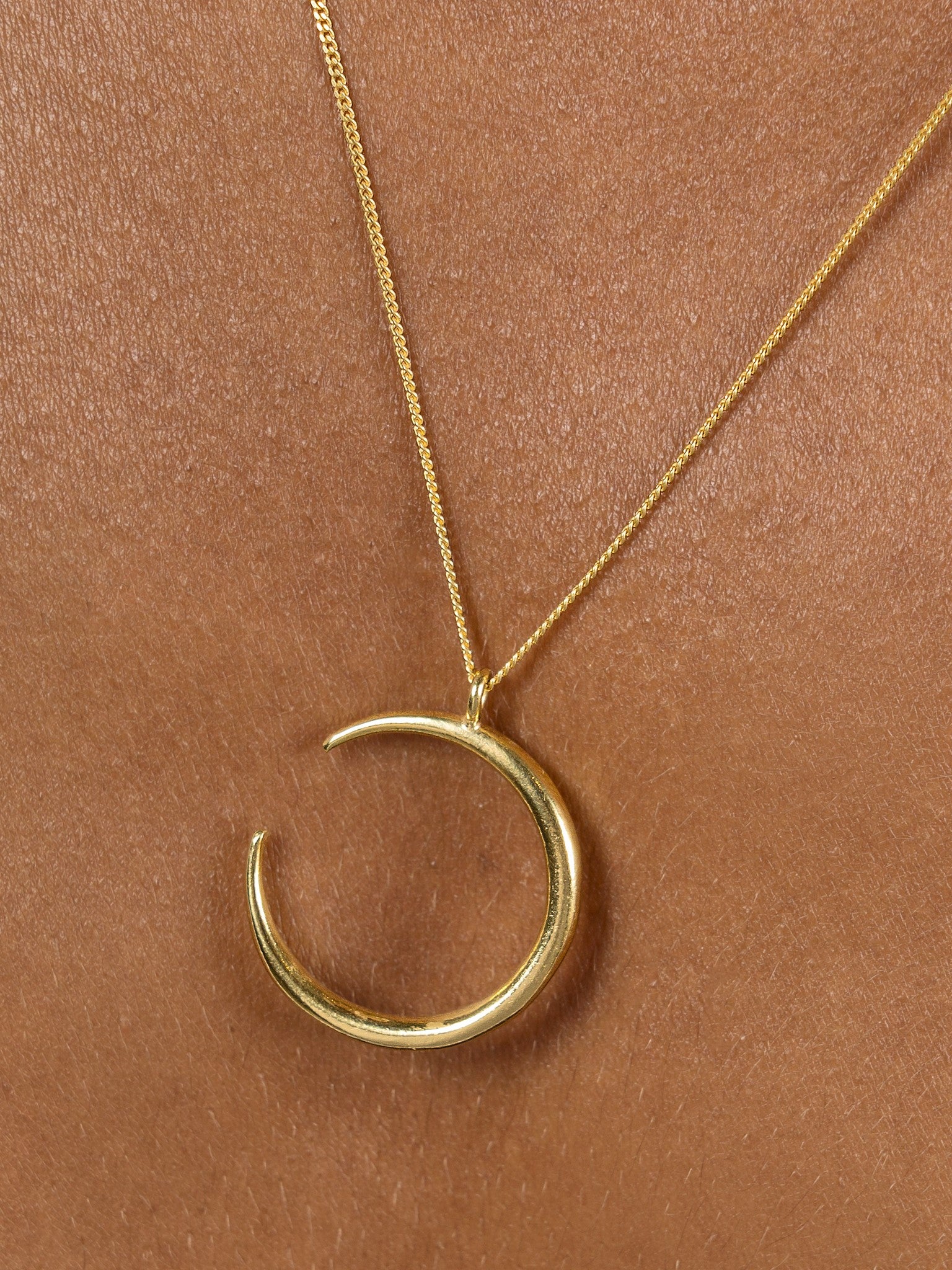 Crescent necklace silver and gold
