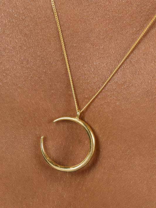 Crescent necklace silver and gold