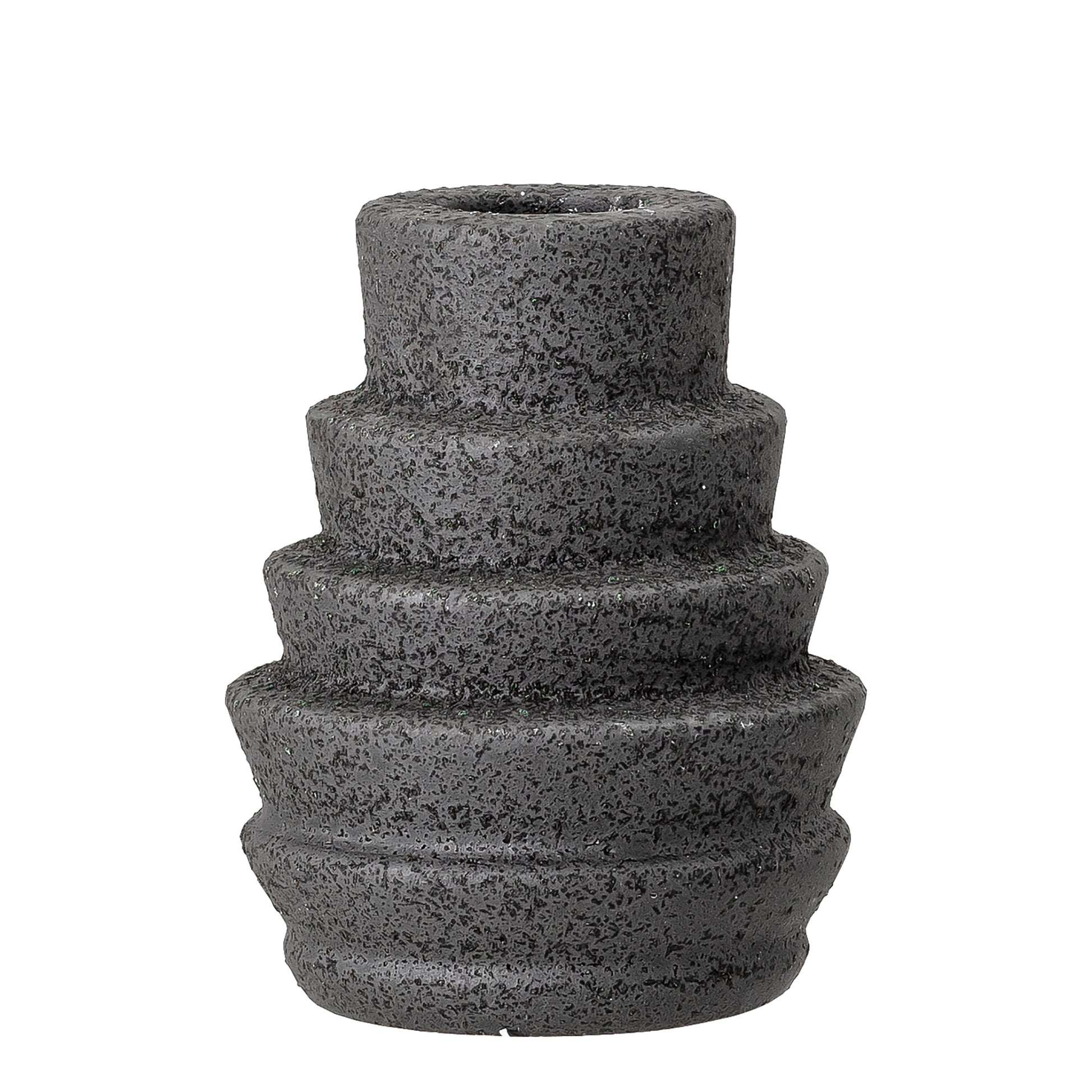 Black and grey stoneware candlestick