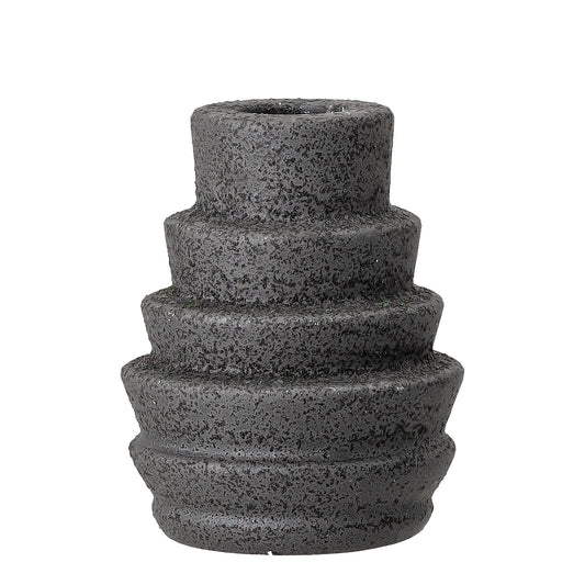 Black and grey stoneware candlestick