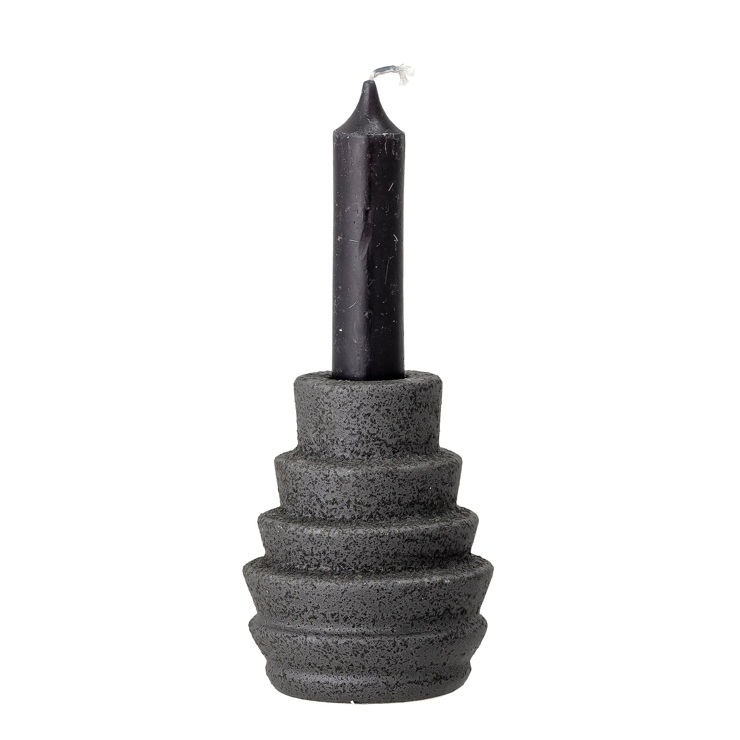 Black stoneware candlestick