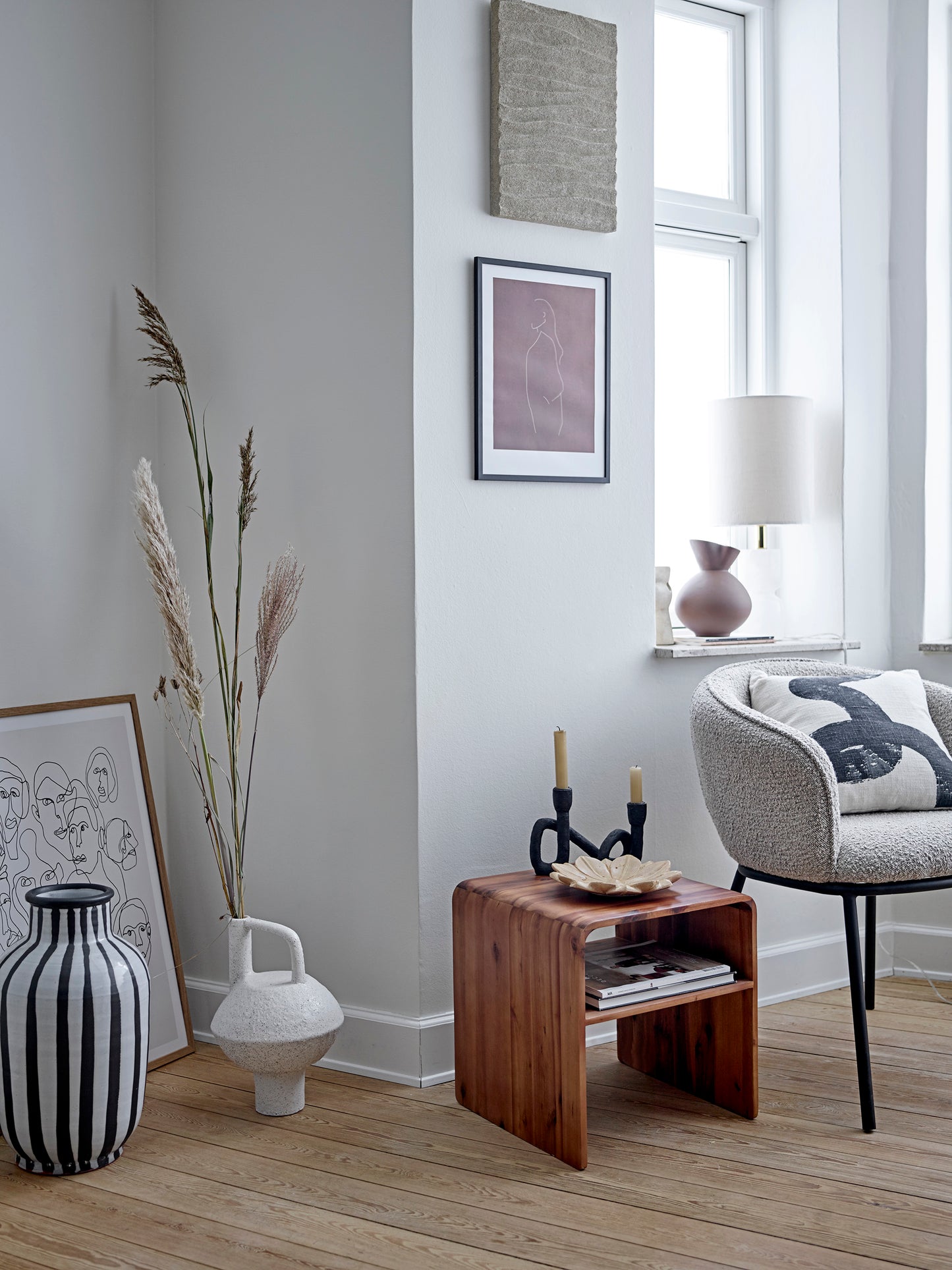 Black and white stripe cushion recycle cotton