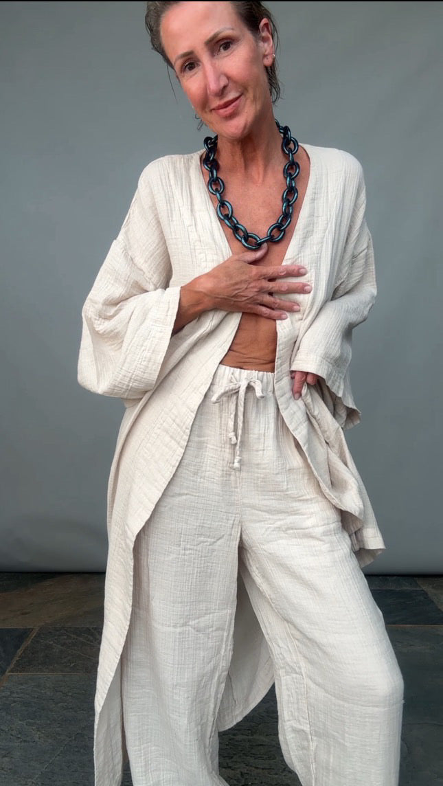 Loungewear -cotton -Story Lounge Box (Robe, Top, Long pants, Shorts) - neutrals