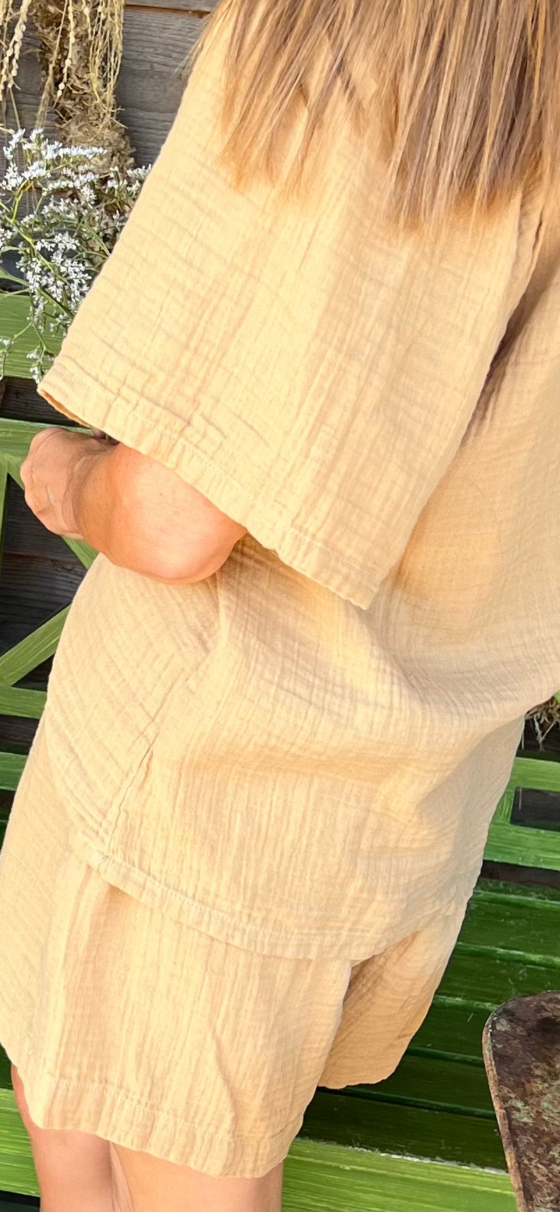 Daywear or Loungewear  - Dress - cotton flutter sleeve dress