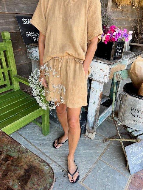 Cotton Loungewear Set – Short Sleeve Top & Shorts | Story Edit UK