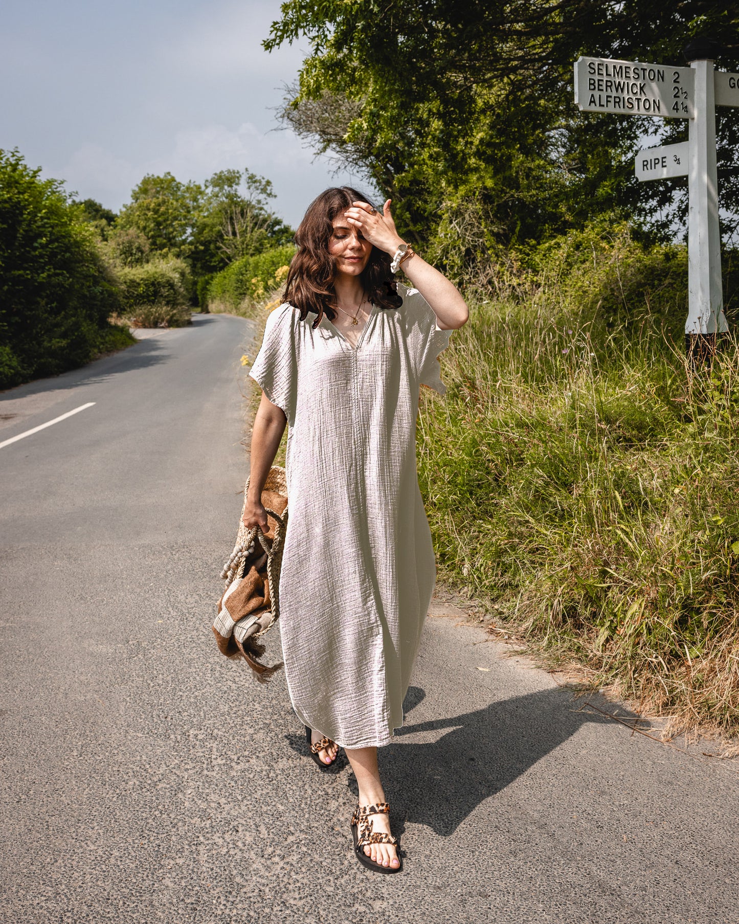 Daywear or Loungewear  - Dress - cotton flutter sleeve dress