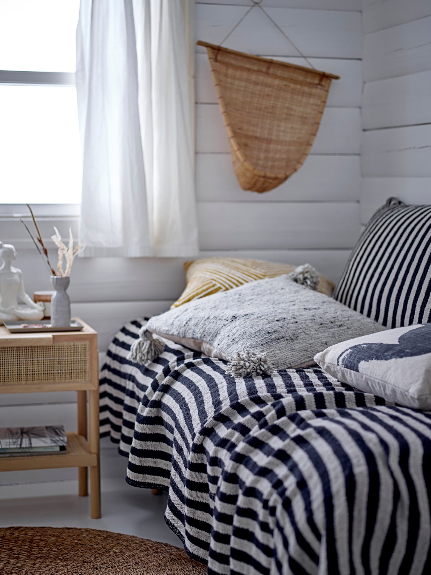 Black and white cotton cushion
