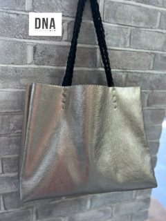 DNA -Platinum leather tote - Handmade in the UK