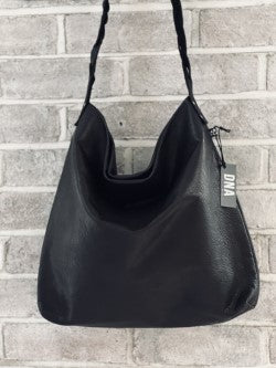 Soft leather slouch bag black